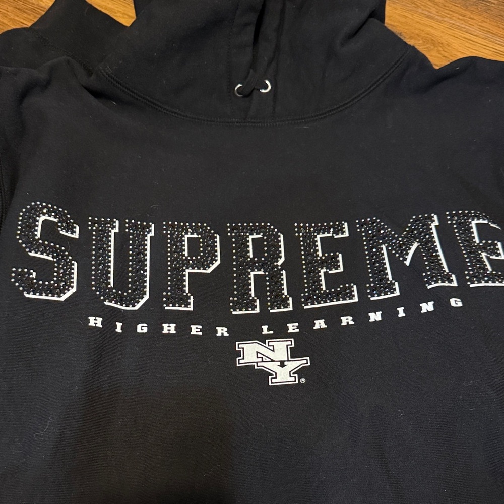 Supreme Black Hoodie with Studded Lettering